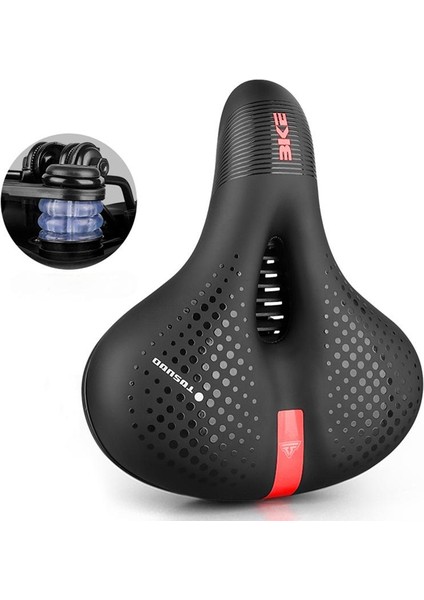 Içi Boş Nefes Bisiklet Selesi Erkek Kadın Mtb Yol Bisiklet Selesi Çift Şok Emici Rahat Büyük Popo Bisiklet Koltuğu Suya Dayanıklı (Yurt Dışından)