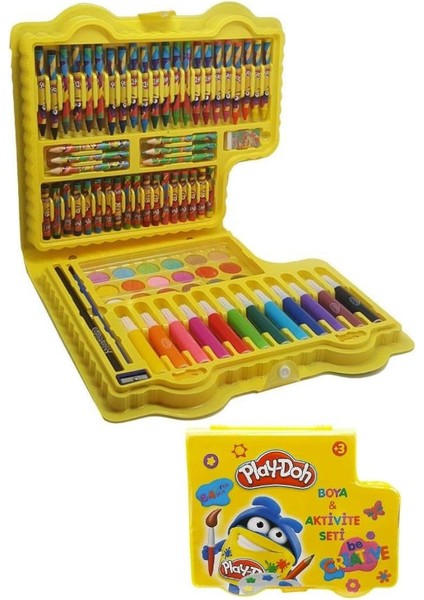 Boya ve Aktivite Seti 64 Parça 1 Paket Play Doh Kırtasiye Seti Kuru Boya Sulu Boya Pastel Boya Keçeli Kalem