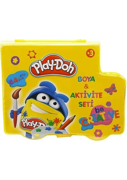 Boya ve Aktivite Seti 64 Parça 1 Paket Play Doh Kırtasiye Seti Kuru Boya Sulu Boya Pastel Boya Keçeli Kalem