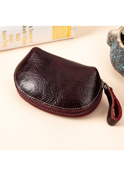 Mini Kompakt Üst Katman Yumuşak Deri Kadın Fermuarlı Anahtar Çantası Cüzdanı (Yurt Dışından)