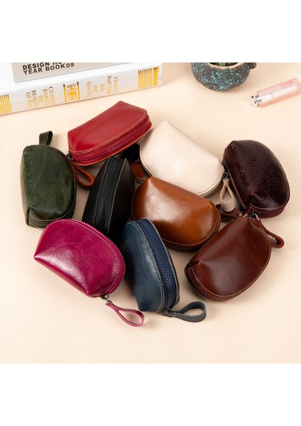 Mini Kompakt Üst Katman Yumuşak Deri Kadın Fermuarlı Anahtar Çantası Cüzdanı (Yurt Dışından) fiyatları