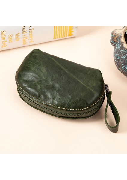 Mini Kompakt Üst Katman Yumuşak Deri Kadın Fermuarlı Anahtar Çantası Cüzdanı (Yurt Dışından)