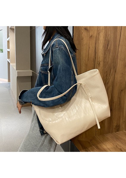 Kadın Tote Çanta Yüksek Kapasiteli Bayan Deri Omuz Çantası Timsah Desenli Handbags (Yurt Dışından) modelleri