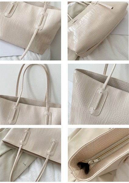 Kadın Tote Çanta Yüksek Kapasiteli Bayan Deri Omuz Çantası Timsah Desenli Handbags (Yurt Dışından) indirimleri