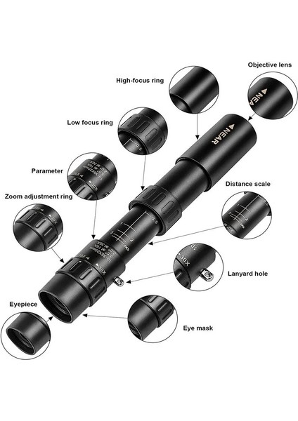4K Zoom Teleskop Hd Taşınabilir Güçlü Dürbün Uzun Menzilli Profesyonel Monoküler Düşük Gece Görüşü (Yurt Dışından)
