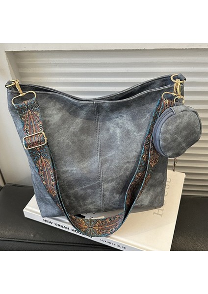 2'si 1 Arada Kadın Yüksek Kapasiteli Tote Çanta Deri Bayan Omuz Çantası Retro Handbags Cüzdan (Yurt Dışından)