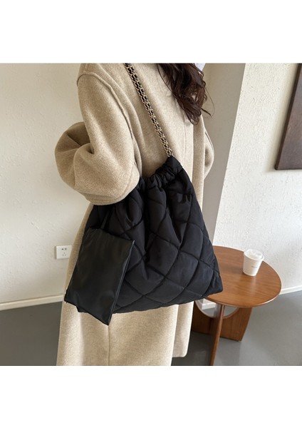 2'si 1 Arada Kadın Yüksek Kapasiteli Tote Çanta Bayan Omuz Çantası Naylon Zincir Handbags Cüzdan (Yurt Dışından) fiyatları