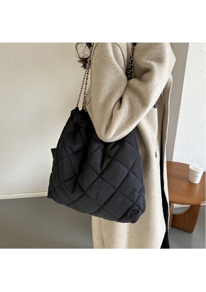 2'si 1 Arada Kadın Yüksek Kapasiteli Tote Çanta Bayan Omuz Çantası Naylon Zincir Handbags Cüzdan (Yurt Dışından) modelleri