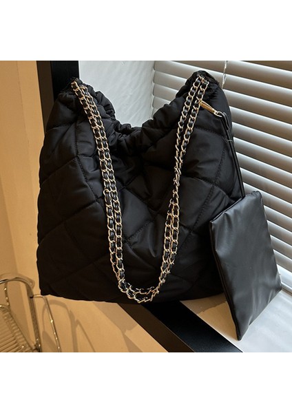 2'si 1 Arada Kadın Yüksek Kapasiteli Tote Çanta Bayan Omuz Çantası Naylon Zincir Handbags Cüzdan (Yurt Dışından) fırsatları
