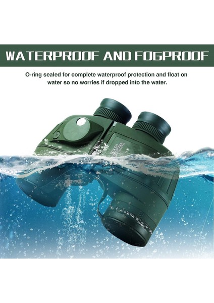 10X50 Deniz Dürbünleri, Gece Görüşlü Dürbün, Ranger ve Pusula, Su Sporları Tutkunları ve Hobi Denizcileri Için, Sürekli Hazır Kılıf, Toz Kapakları ve Omuz Askısı, (Yeşil) (Yurt Dışından) fırsatları