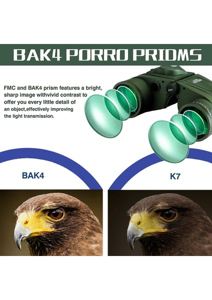 10X50 Deniz Dürbünleri, Gece Görüşlü Dürbün, Ranger ve Pusula, Su Sporları Tutkunları ve Hobi Denizcileri Için, Sürekli Hazır Kılıf, Toz Kapakları ve Omuz Askısı, (Yeşil) (Yurt Dışından) indirimleri