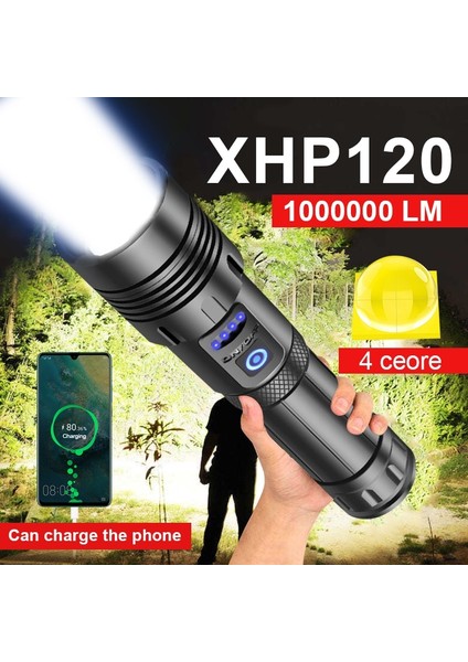 Süper Güçlü LED El Feneri / LED Torchlight Süper Parlak / USB Şarj Edilebilir Torch Ligh Açık Yürüyüş Kamp Için (Yurt Dışından)