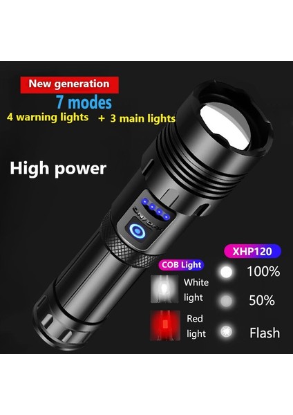 Süper Güçlü LED El Feneri / LED Torchlight Süper Parlak / USB Şarj Edilebilir Torch Ligh Açık Yürüyüş Kamp Için (Yurt Dışından)