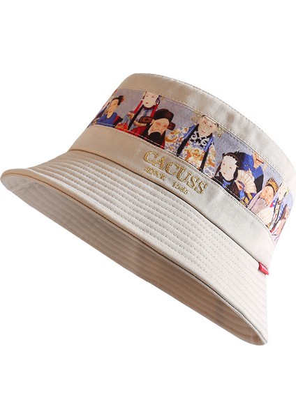 Balıkçı Şapkası Kadın Ilkbahar ve Yaz Edebi Nakış Havzası Şapkası Erkek Geniş Kenarlı Baskılı Güneş Şapkası Basit ve Çok Yönlü Balıkçı Şapkası (Yurt Dışından)