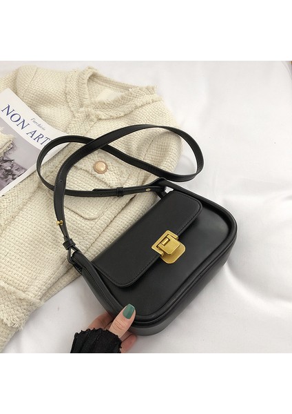 Trendy Ins Niş Taşınabilir Modern Stil Kare Kilitli Omuz Çapraz Askılı Çanta (Yurt Dışından)