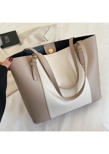 Moda Kadın Tote Çanta Bayan Yüksek Kapasiteli Omuz Çantası Deri Çanta (Yurt Dışından)