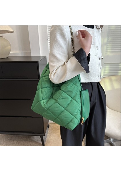 2'si 1 Arada Kadın Yüksek Kapasiteli Tote Çanta Bayan Omuz Çantası Naylon Zincir Handbags Cüzdan (Yurt Dışından) modelleri