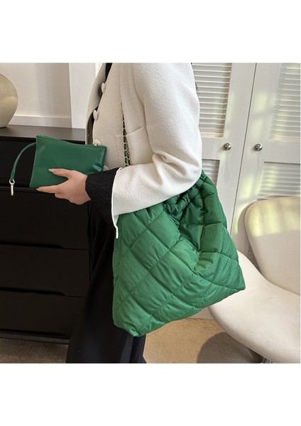 2'si 1 Arada Kadın Yüksek Kapasiteli Tote Çanta Bayan Omuz Çantası Naylon Zincir Handbags Cüzdan (Yurt Dışından) fırsatları