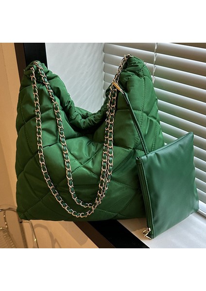 2'si 1 Arada Kadın Yüksek Kapasiteli Tote Çanta Bayan Omuz Çantası Naylon Zincir Handbags Cüzdan (Yurt Dışından) indirimleri