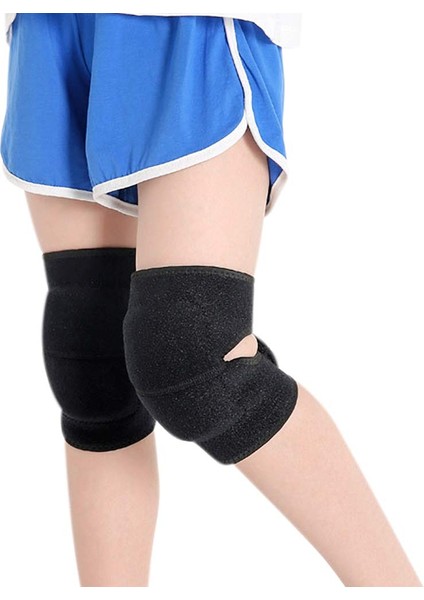 Çocuklar Diz Kollu Nefes Alabilir Sıcak Elastik Sünger Kalın Sorunsuz Kaymaz Dizlik Destek Koruyucu Askı ve Sarma Basketbol Dans Voleybol Futbol Paten Sporları Için Dizlik - 1 Çift (Yurt Dışından)