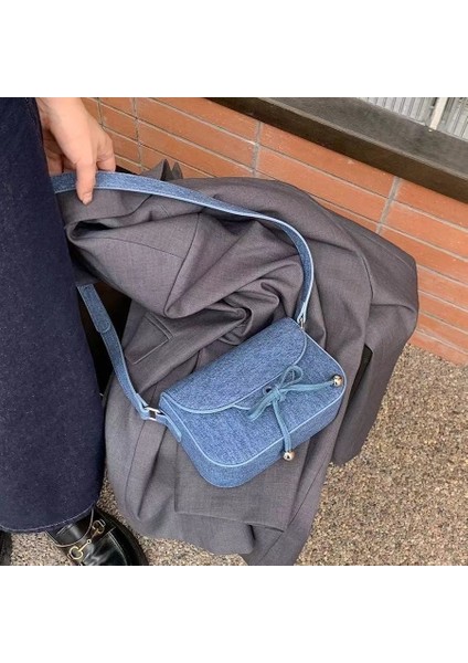 Papyon Küçük Kare Çanta Denim Tek Omuz Moda Çok Yönlü Crossbody Çanta Küçük Çanta (Yurt Dışından) modelleri
