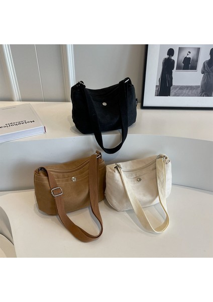 Basit Düz Renk Rahat Omuz Kanvas Çanta (Yurt Dışından) fırsatları