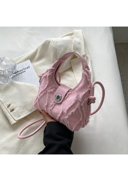 Denim Eşkenar Dörtgen Çok Yönlü Şık Omuz Çapraz Askılı Çanta (Yurt Dışından)