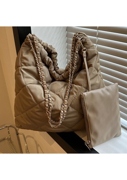 2'si 1 Arada Kadın Yüksek Kapasiteli Tote Çanta Bayan Omuz Çantası Naylon Zincir Handbags Cüzdan (Yurt Dışından) fırsatları