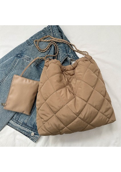 2'si 1 Arada Kadın Yüksek Kapasiteli Tote Çanta Bayan Omuz Çantası Naylon Zincir Handbags Cüzdan (Yurt Dışından) indirimleri