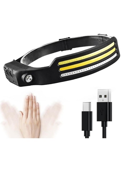 Indüksiyon Far Cob LED Far Şarj Edilebilir El Feneri Kafa Lambası Ömrü Su Geçırmez Far Si Açık Hava Sporları Içın Kamp Bisiklete Binme Yürüyüş Balıkçılık Gece Çalışan Işık (Yurt Dışından)