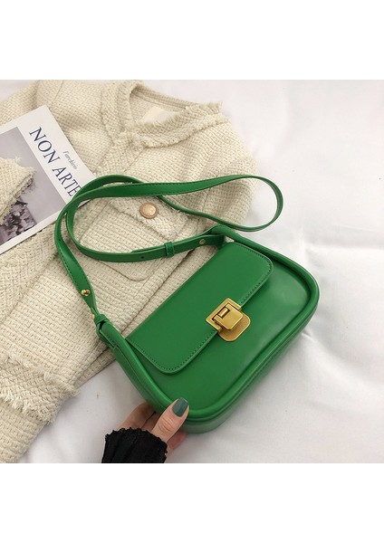 Trendy Ins Niş Taşınabilir Modern Stil Kare Kilitli Omuz Çapraz Askılı Çanta (Yurt Dışından)