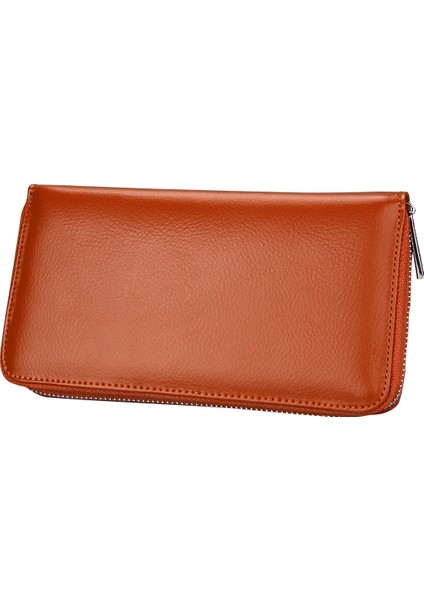 Erkekler ve Kadınlar Için Akordeon Tarzı Uzun Hakiki Deri Çoklu Kart Yuvası Cüzdanı (Yurt Dışından)