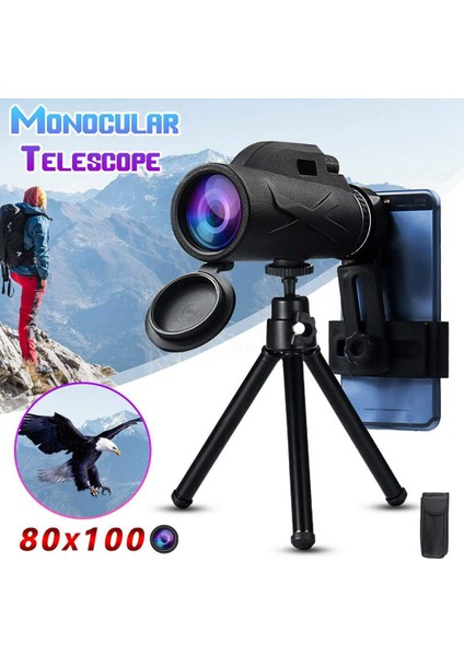 80X100 Monoküler Dış Mekan Kuş Gözlem Teleskop Telefon Kamera Hd Gece Görüşü, Monoküler, Tripod 2021 Yeni Dropshipping (Yurt Dışından) fiyatları