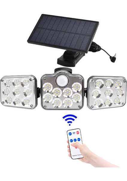 2021 Yeni Üç Kafalı LED Güneş Enerjili Duvar Lambası Sınır Ötesi Bölünmüş Güneş Enerjili Bahçe Lambası Açık Insan Vücudu Sensörlü Işık (Yurt Dışından)