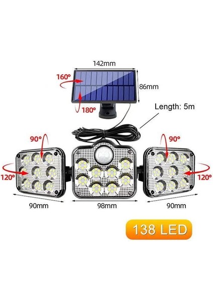 2021 Yeni Üç Kafalı LED Güneş Enerjili Duvar Lambası Sınır Ötesi Bölünmüş Güneş Enerjili Bahçe Lambası Açık Insan Vücudu Sensörlü Işık (Yurt Dışından) fiyatları