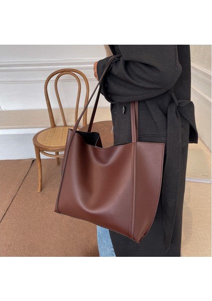 2'si 1 Arada Kadın Yüksek Kapasiteli Tote Çanta Deri Bayan Omuz Çantası Handbags Clutch (Yurt Dışından)