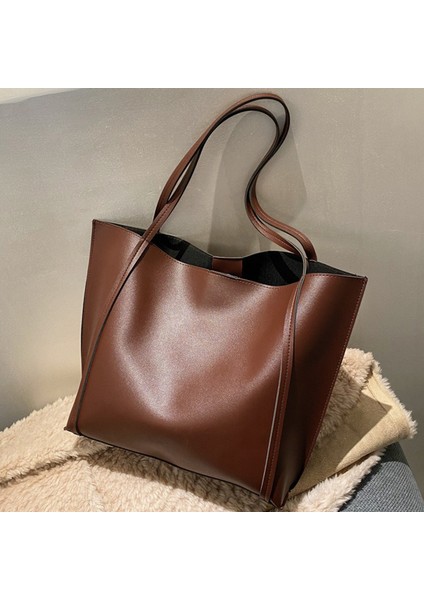 2'si 1 Arada Kadın Yüksek Kapasiteli Tote Çanta Deri Bayan Omuz Çantası Handbags Clutch (Yurt Dışından)
