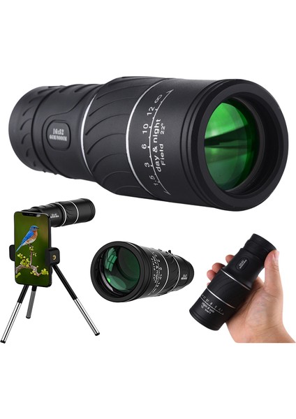 16X52 Monoküler Teleskop Hd Yakınlaştırma Dürbün Düşük Işık Gece Görüş Cep Telefonu Klipsi Tripod Açık (Yurt Dışından)