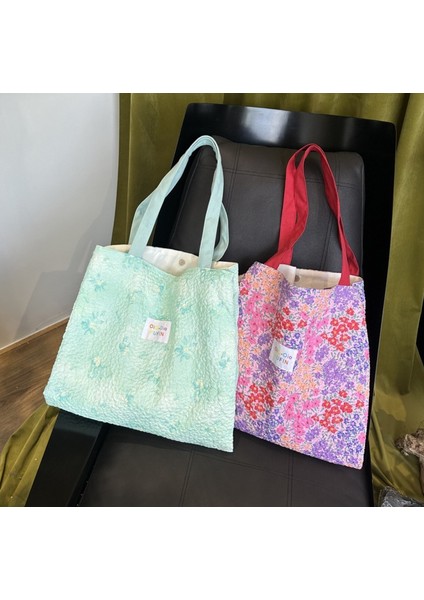 Renkli Çiçekli Çanta Çift Katmanlı Büyük Kapasiteli Kız Öğrenci Alışveriş ve Işe Gidip Gelme Omuz Çantası (Yurt Dışından) fiyatları
