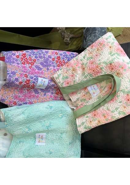 Renkli Çiçekli Çanta Çift Katmanlı Büyük Kapasiteli Kız Öğrenci Alışveriş ve Işe Gidip Gelme Omuz Çantası (Yurt Dışından) modelleri