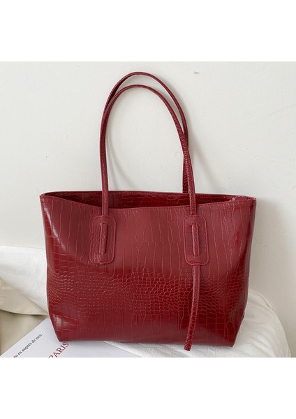 Kadın Tote Çanta Yüksek Kapasiteli Bayan Deri Omuz Çantası Timsah Desenli Handbags (Yurt Dışından)