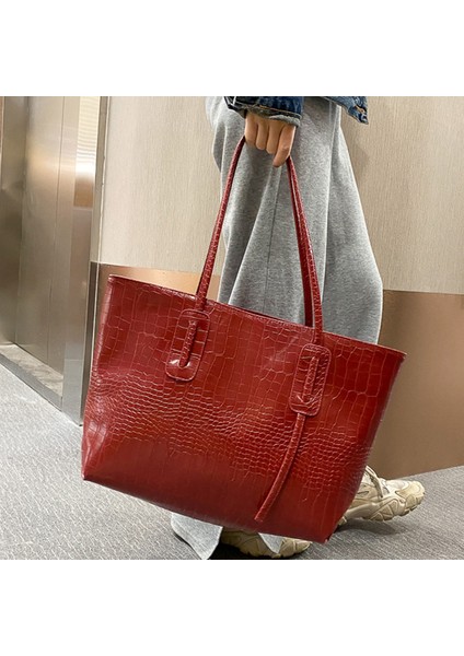 Kadın Tote Çanta Yüksek Kapasiteli Bayan Deri Omuz Çantası Timsah Desenli Handbags (Yurt Dışından) fırsatları