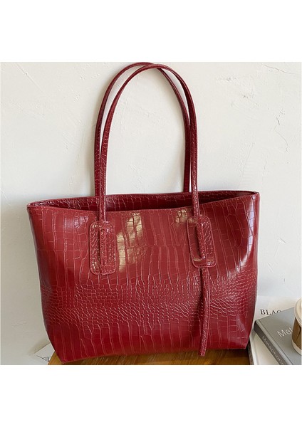 Kadın Tote Çanta Yüksek Kapasiteli Bayan Deri Omuz Çantası Timsah Desenli Handbags (Yurt Dışından) indirimleri