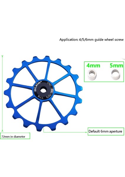 Xim 18 T Bisiklet Arka Attırıcı Tekerlek Bisiklet Kılavuzu Makaralı Kasnak 7-12 Hız Siyah (Yurt Dışından) modelleri