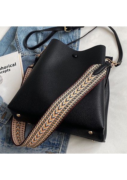 Moda Crossbody Çanta Geniş Omuz Kova Çantası (Yurt Dışından)