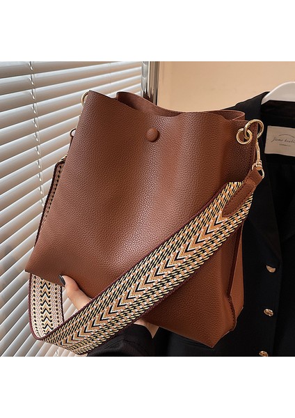 Moda Crossbody Çanta Geniş Omuz Kova Çantası (Yurt Dışından) indirimleri