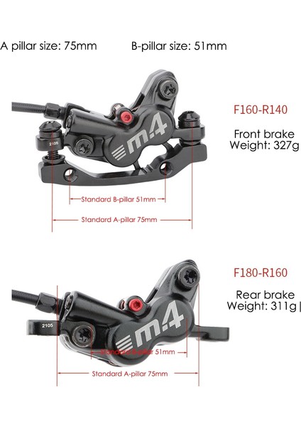 MT420 Fren Bisiklet Hidrolik 160MM Disk Fren Dört Pistonlu Bisiklet Yağı Fren C (Yurt Dışından)