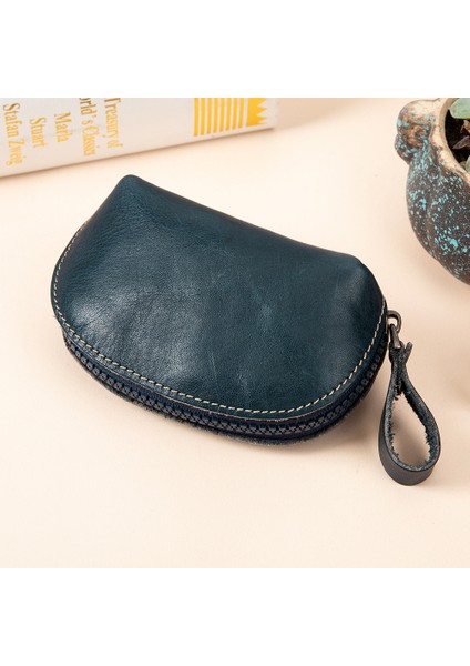 Mini Kompakt Üst Katman Yumuşak Deri Kadın Fermuarlı Anahtar Çantası Cüzdanı (Yurt Dışından)