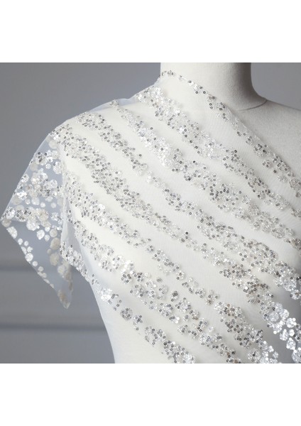 Tek Renkli Sequins Platin(Gelinlik Için Hayal Tül 002)