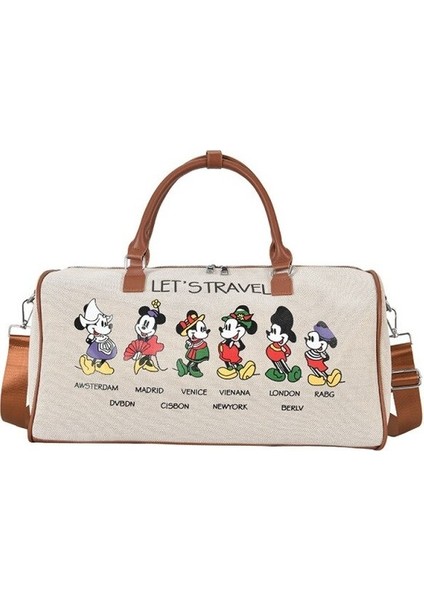 Disney Mickey Kadın Omuz Crossbody Çanta Kadın Çanta Seyahat Çantası Büyük Kapasiteli Dayanıklı Alışveriş Çantası (Yurt Dışından)